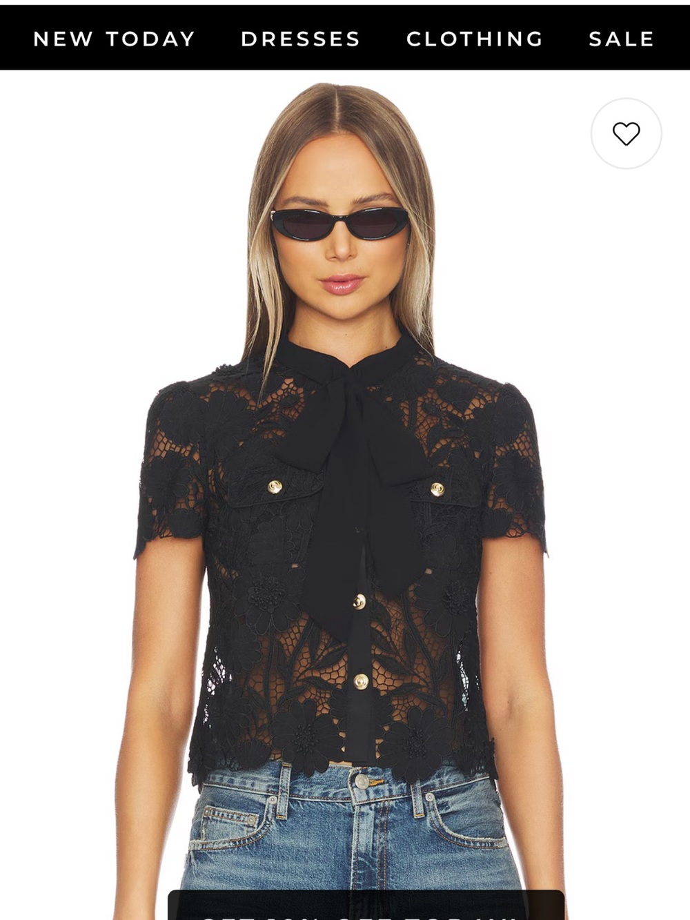 Worn once self portrait Black Lace Short-Sleeve Bow Blouse
